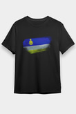 Buryatya - Buryatia Bayrağı Baskılı Unisex Siyah Tişört