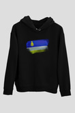 Buryatya - Buryatia Bayrağı Baskılı Unisex Siyah Hoodie