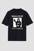 Burzum Baskılı Unisex Siyah Oversize Tişört