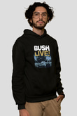 Bush Baskılı Unisex Siyah Hoodie