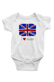 Büyük Britanya Baskılı Beyaz Unisex Bebek Body - Zıbın