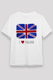 Büyük Britanya Beyaz Unisex Tişört T-Shirt - TişörtFabrikası