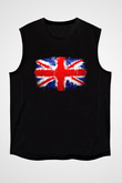 Büyük Britanya Siyah Unisex Kolsuz Tişört