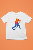 Buz Hokeyi Baskılı Unisex Beyaz Çocuk Tişört - Tshirt