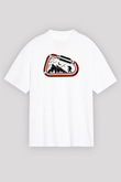 Buz Hokeyi Baskılı Unisex Beyaz Oversize Tişört - Tshirt