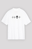 Buz Hokeyi Baskılı Unisex Beyaz Oversize Tişört - Tshirt