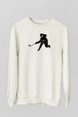 Buz Hokeyi Baskılı Unisex Ekru Sweatshirt