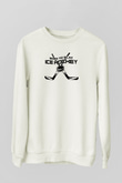 Buz Hokeyi Baskılı Unisex Ekru Sweatshirt