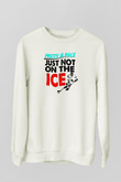 Buz Hokeyi Baskılı Unisex Ekru Sweatshirt