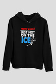 Buz Hokeyi - Ice Hockey Baskılı Unisex Siyah Hoodie