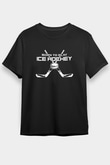 Buz Hokeyi - Ice Hockey Baskılı Unisex Siyah Tişört - Tshirt