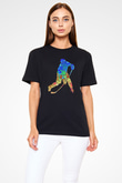 Buz Hokeyi - Ice Hockey Baskılı Unisex Siyah Tişört - Tshirt