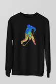 Buz Hokeyi - Ice Hockey Baskılı Unisex Siyah Sweatshirt