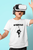 Buz Pateni Baskılı Unisex Beyaz Çocuk Tişört - Tshirt