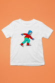 Buz Pateni Baskılı Unisex Beyaz Çocuk Tişört - Tshirt