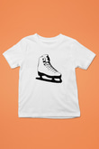 Buz Pateni Baskılı Unisex Beyaz Çocuk Tişört - Tshirt