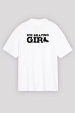 Buz Pateni Baskılı Unisex Beyaz Oversize Tişört - Tshirt