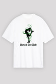 Buz Pateni Baskılı Unisex Beyaz Oversize Tişört - Tshirt