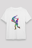 Buz Pateni Baskılı Unisex Beyaz Tişört - Tshirt
