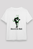 Buz Pateni Baskılı Unisex Beyaz Tişört - Tshirt