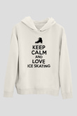 Buz Pateni Baskılı Unisex Ekru Hoodie