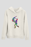 Buz Pateni Baskılı Unisex Ekru Hoodie