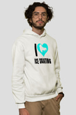 Buz Pateni Baskılı Unisex Ekru Hoodie