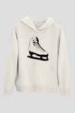 Buz Pateni Baskılı Unisex Ekru Hoodie