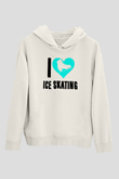Buz Pateni Baskılı Unisex Ekru Hoodie