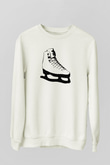 Buz Pateni Baskılı Unisex Ekru Sweatshirt