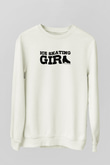 Buz Pateni Baskılı Unisex Ekru Sweatshirt