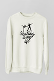 Buz Pateni Baskılı Unisex Ekru Sweatshirt