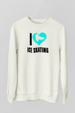 Buz Pateni Baskılı Unisex Ekru Sweatshirt