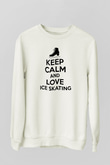 Buz Pateni Baskılı Unisex Ekru Sweatshirt