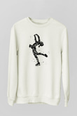 Buz Pateni Baskılı Unisex Ekru Sweatshirt