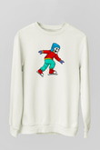 Buz Pateni Baskılı Unisex Ekru Sweatshirt