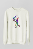 Buz Pateni Baskılı Unisex Ekru Sweatshirt