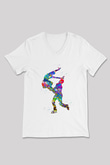 Buz Pateni Baskılı Unisex V Yaka Tişört - Tshirt