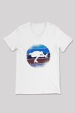 Buz Pateni Baskılı Unisex V Yaka Tişört - Tshirt