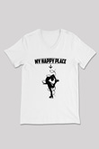 Buz Pateni Baskılı Unisex V Yaka Tişört - Tshirt