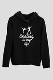 Buz Pateni - Ice skating Baskılı Unisex Siyah Hoodie