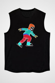 Buz Pateni - Ice skating Baskılı Unisex Siyah Kolsuz Tişört