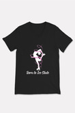 Buz Pateni - Ice skating Baskılı Unisex Siyah V Yaka Tişört