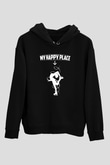 Buz Pateni - Ice skating Baskılı Unisex Siyah Hoodie