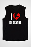 Buz Pateni - Ice skating Baskılı Unisex Siyah Kolsuz Tişört