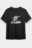 Buz Pateni - Ice skating Baskılı Unisex Siyah Tişört - Tshirt