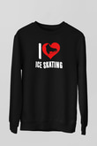 Buz Pateni - Ice skating Baskılı Unisex Siyah Sweatshirt