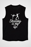 Buz Pateni - Ice skating Baskılı Unisex Siyah Kolsuz Tişört