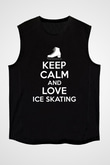 Buz Pateni - Ice skating Baskılı Unisex Siyah Kolsuz Tişört