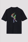 Buz Pateni - Ice skating Baskılı Unisex Siyah Oversize Tişört
